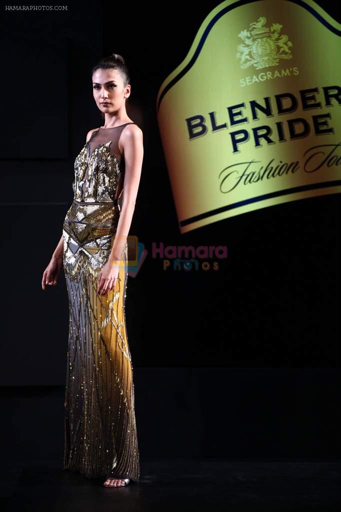 Model walk the ramp at Blenders Pride Fashion Tour 2013 Kolkata by Designer Gaviin Miguel on 9th